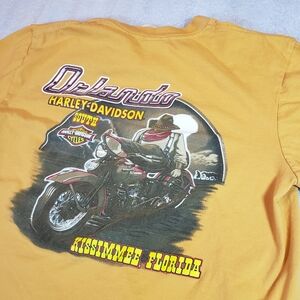 Harley Davidson Men's Large T Shirt Orlando Kissimmee Florida Tee 2 sided Flaws